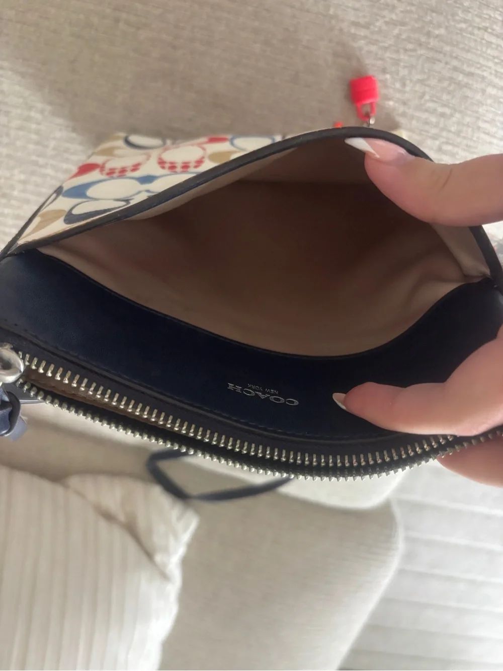 COACH Multicolor Signature Canvas Crossbody with Navy Trim